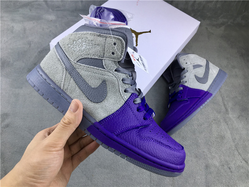 Air Jordan 1 Mid Purple Grey For Women